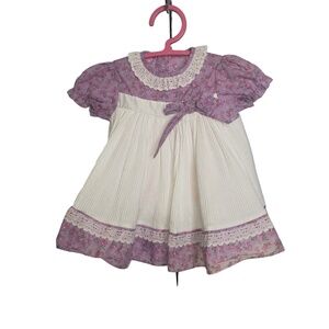VINTAGE 80's Sears Purple Floral Pleated Dress Girls Size 26-31lbs